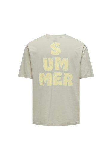 Only Erkek T-shirt 22029519 Onsmervyn Lıfe Rlx Summer Sarı