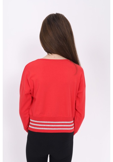 Toontoy Kız Çocuk Sweatshirt Black Varak Baskılı Kırmızı