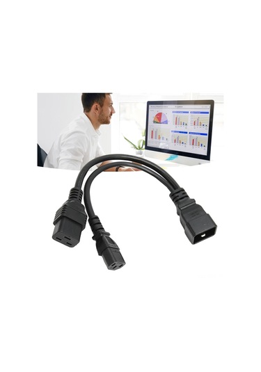 Springsun Iec320 C20'den C19+c13'e Y Tipi Güzergah Çevirici, 1 Giriş 2 Çıkışlı Pvc Kablolu Güç Adaptörü 0.32m