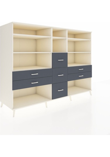 Kronos Dolap 8 Raflı 7 Çekmeceli 220x59x163 Aytaşı-aytaşı/antras Aytaşı-aytaşı/antrasit