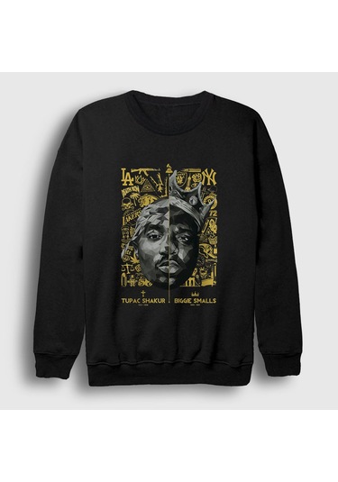 Presmono Unisex Biggie Smalls Tupac Shakur Sweatshirt Siyah