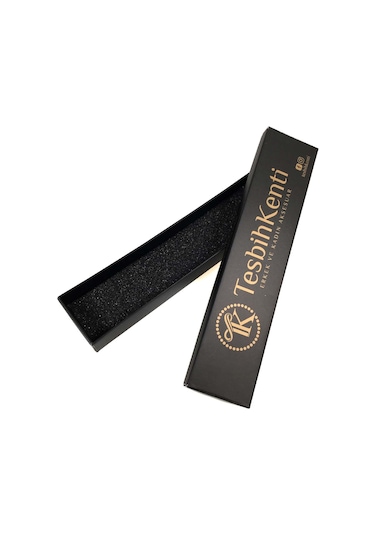 Tesbihkenti Logolu Düz Siyah Renk Tesbih ve Bileklik Kutusu