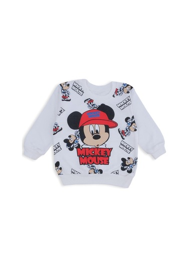 Erkek Bebek Mickey Mouse Baskılı Şapkalı Alt Üst 2'li Takım 001