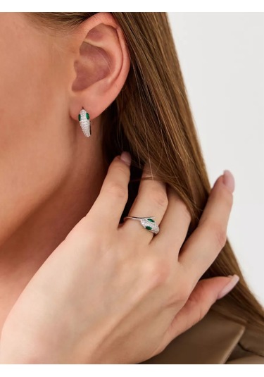 Pavlova Jewelry 925 Ayar Gümüş Zümrütlü Nano Yılan Yüzük 203866740 Gri