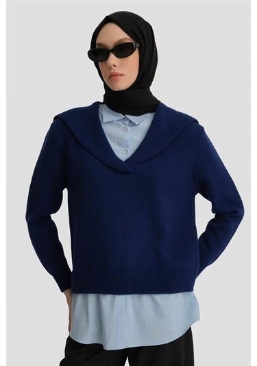 Armine Poplin Mixli Kazak 24kd4218 Lacivert-mavi Lacivert