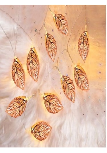Urban Mood Yl-84 10'lu Bronz Yaprak Dekoratif Led Işık Zinciri