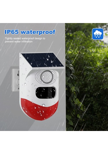 Suofeng Güneş Enerjili Entegre Li-poly Pil İle 110 Açıda 9-12m Mesafede Algılayan 120db Sesli Işık Alarm Sensörü Kablosuz Kumanda Yok