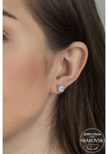 Union Swarovski Zirconia Kadın Tektaş Gümüş Küpe Gümüş