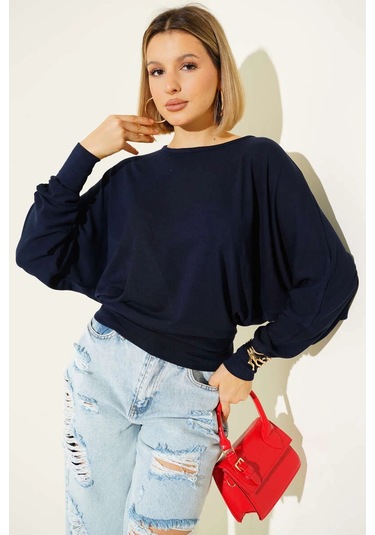 Yarasa Kol Salaş Bluz Lacivert T4273 Lacivert