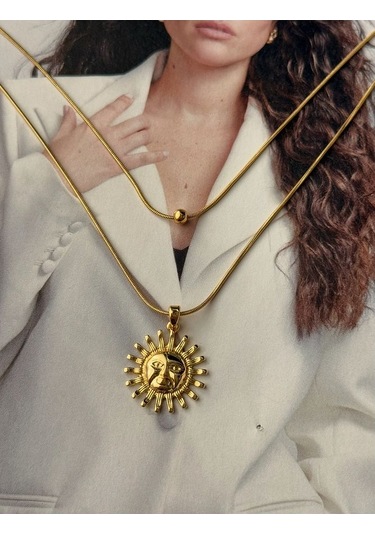 60 Cm Güneş Paslanmaz Çelik Kararmaz Kadın Kolye Modern Ve Şık Altın