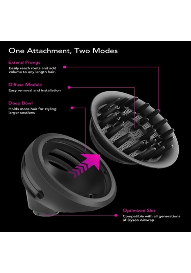 Xindoker Hs01/hs05/hs08 Uyumlu Dalga Saç Diffüzyoru - Çift Akış Modu İle Hacim Artırır, Saç Yapısı Ve Kıvrım Netliği Geliştirir Siyah