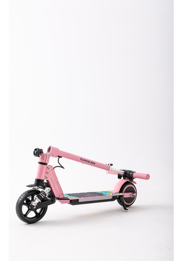Mini Bonito Çocuk Katlanabilir, Led Işıklı, Amortisörlü Elektrikli Scooter Ayarlanabilir Direksiyonlu Dizlik Ve Dirseklik Hediyedir Pembe