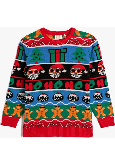 Koton Yılbaşı Kazağı Uzun Kollu Bisiklet Yaka Multıcolor 4wkb90004tt 4WKB90004TTMIX Mavi