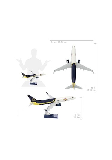 Zekupp Boeing 737-800 1/100 Ölçek Fenerbahçe Lisanslı Tasarım Maket Uçak Uck0189