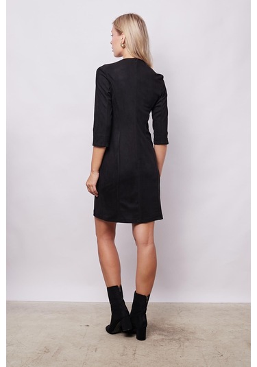 Kadın Kadife Likralı Yumuşak Dokulu Kruvaze Kapri Truvakar Kol Kolu Yırtmaçlı Ofis Ceket Elbise-siyah Siyah Kadın Kadife Likralı Yumuşak Dokulu Kruvaze Kapri Truvakar Kol Kolu Yırtmaçlı Ofis Ceket Elbise-siyah Siyah