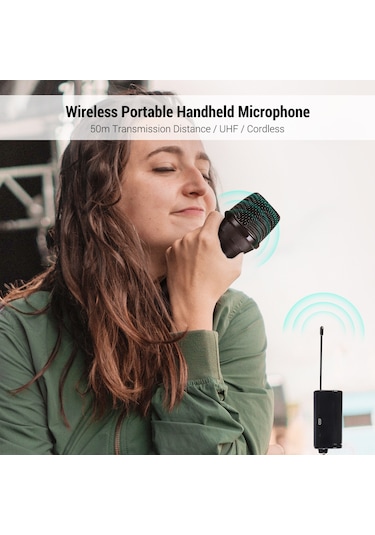 Yifomall Profesyonel Kablosuz Mikrofon Seti - Uhf Çift Kanallı, Şarj Edilebilir Alıcılı, 50m Menzilli, 10 Saat Çalışma Süreli