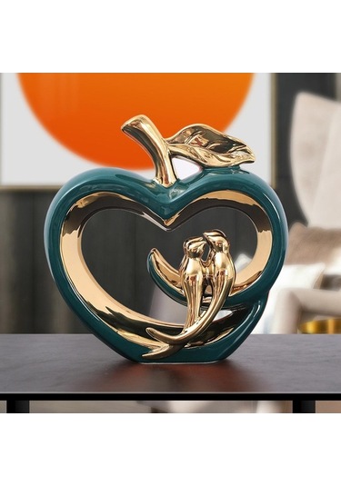 Opulentliving Türk Modern Seramik Meyve Heykeli, 22.5x23cm, Altın Kuşlar, Ev Dekorasyonu, Mükemmel Hediye 22.5cmx23cm