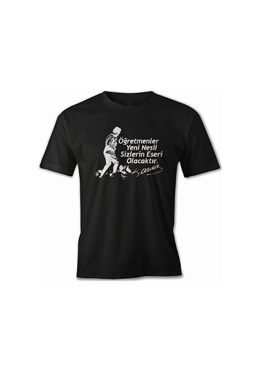 Tarzyeri 24 Kasım Öğretmenler Baskılı T-shirt - Siyah Siyah