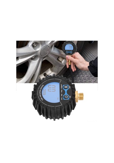 Moveevo Dijital Basınç Ölçer 3-200 Psı, 4 Birim Psı/kpa/bar/kg/cm² , Abs+bronz, Araba/motosiklet/tır Uyumlu, Arka Işık Ekranlı, 1/4 13mm Vida Pil Yok