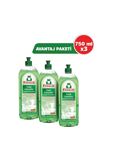Frosch Yeşil Limonlu Bulaşık Deterjanı 3 x 750 ML