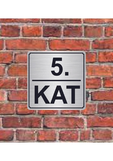 5.kat Yazılı Metal Yönlendirme Levhası 15x15 Cm Altın