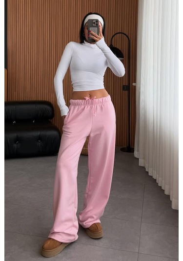 Madmext Pembe Bol Paça Kadın Eşofman Altı Mg2279 Pembe