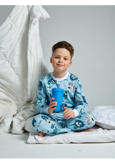 Pravil'nye Vesi Çocuk Erkek İçin Sıcak Ev İçi Polar Astarlı Pijama 311641236 Açık Mavi