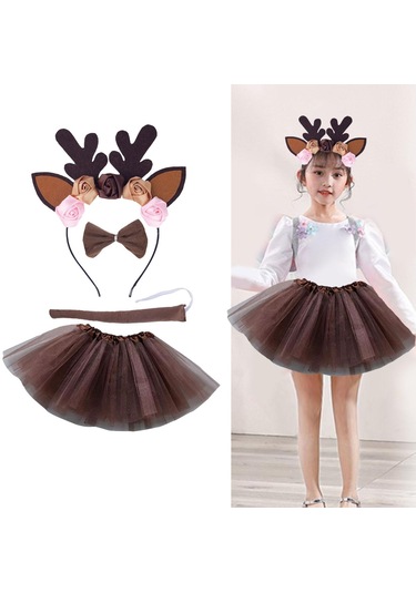 Suntek Ren Geyiği Tutu Kafa Bandı Kuyruk Papyon Geyik Çiçekli