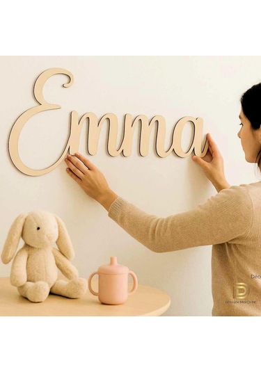 İsme Özel Çocuk ve Bebek Odası Duvar Kapı İsimlik 50 CM Açık Kahverengi