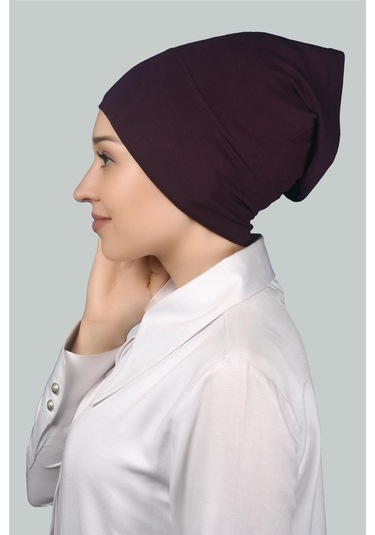 Altobeh Hazır Pratik Geçmeli Uzun Boru Tesettür Bonesi - Mürdüm