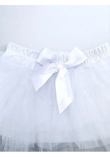 Kız Çocuk Kat Kat Tüllü Tütü Etek-14368 Beyaz