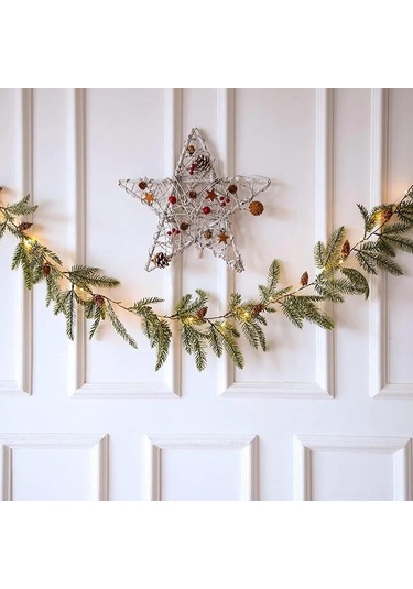 Jeemson Yıldızlı Led Konik Gövde Zirvesi, 20 Işık, 2 Metre, Aa Pil İle Çalışır, Kış Dekorasyonu Yeşil