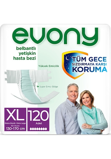 Evony Bel Bantlı Yetişkin Hasta Bezi Büyük Boy XL 4 x 30'lu
