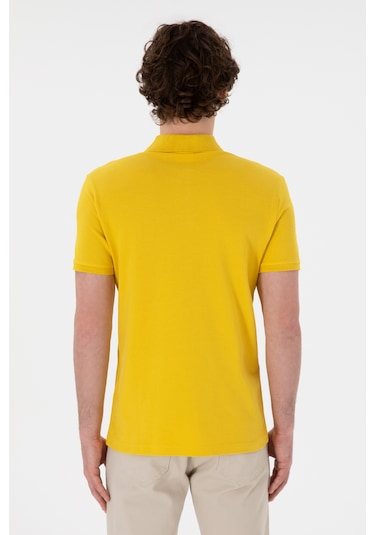 U.S. Polo Assn. Erkek Slim Fit Polo Yaka Sarı Basic Tişört 50305929-VR094
