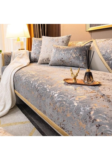 Jms Gri 1pc Basit Ve Modern Işık Lüks Dört Mevsim Evrensel Kaymaz Kanepe Örtüsü 90 180cm