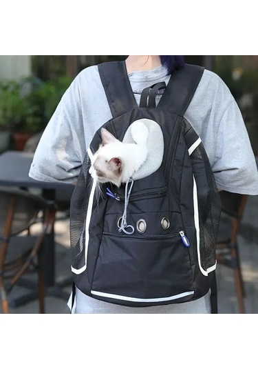 Taşınabilir Seyahat Kedisi Sırt Çantası Siyah