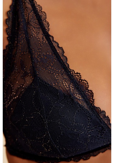 Roma Siyah Balensiz Dantelli Üçgen Bralet Sütyen Külot Takım siyah