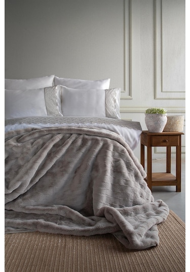 Apricitas Home Nolan Gri %100 Pamuk Çift Kişilik Nevresim Takımı Ve Artizan Yatak Örtüsü Seti Gri