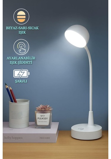 Petrıx 2008 Usb-c Şarjlı Dımerlı 20 Led 3 Renk Masa Lambası Beyaz