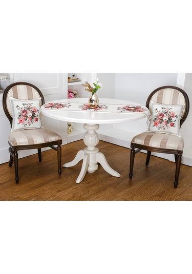 Finezza Gardenya Baskılı Kumaş Kreme Çiçekli Kırlent Kılıfı 45x45 cm - 1440