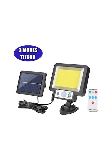 56led/72/108/117cob Güneş Enerjili Bölünmüş Duvar Lambası 3 Modlu Açık Hava Su Geçirmez Hareket Sensörü Bahçe Acil Sokak Lambası Uzaktan Kumandalı Duvar Lambası 117cob With Remote