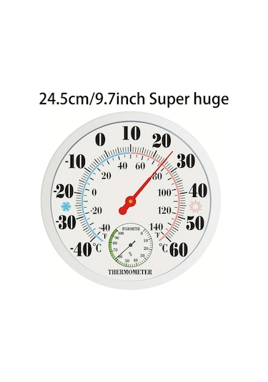 Topshop1 Beyaz 1 Adet Duvara Monte Dekoratif Metal Yuvarlak Higrometre Termometre 24 5cm Depo Hastane Otel Kullanimi