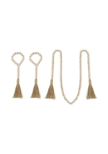 Suofeng Ahşap Boncuklu Püsküllü Duvar Dekorasyonu Ve Doğal