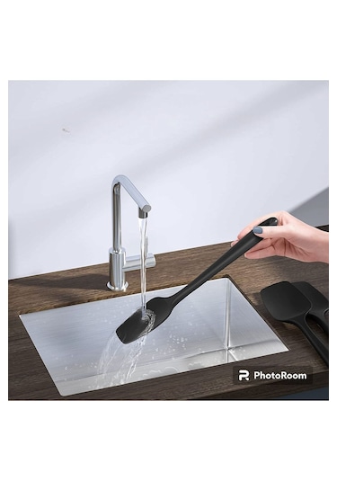 Silikon Kaşık Seti 3lü Büyük Boy Yanmaz Yapışmaz Çizmez Siyah 27