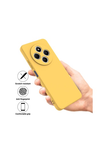 Xiaomi Poco M7 5g İçin Düz Renk Sıvı Silikon Damlamaz Tam Kapsama Telefon Kılıfı Sarı