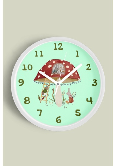 Sevimli Tavşanlar Çocuk Odası Duvar Saati - 35cm - Önü Camlı Beyaz Kasa - Sessiz Mekanizma-jh0970 Beyaz