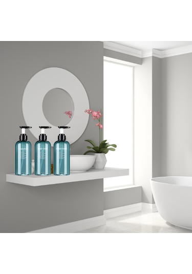 Geeksen Büyük Kapasiteli 300/500ml Şampuan Ve Losyon Dispenser Seti - Dayanıklı Ve Pratik Ev Kullanımı Mavi