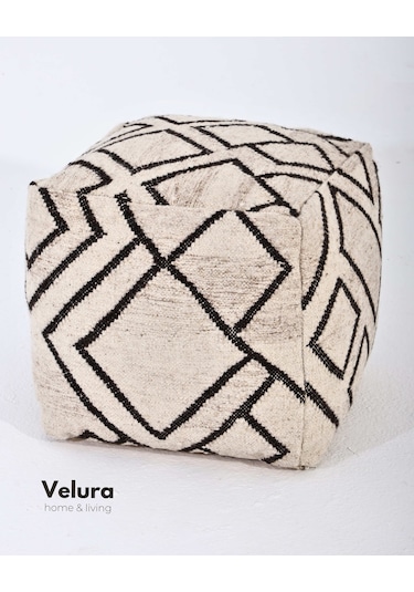 Waylon Ivory Black - Puf Ekru