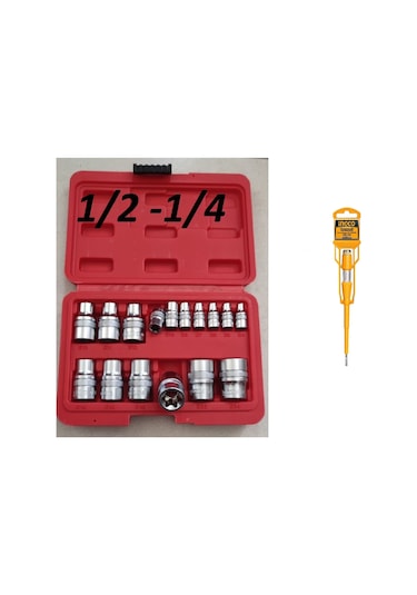 16 Pc Profosyenel E Diş İç Torx Lokma Takımı Seti 1/2 1/4 Kısa L