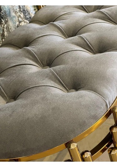 Ekgconcept Piyano Model Lüx Dresuar Gold Elips Ayna Ve Puf Gold